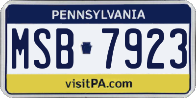 PA license plate MSB7923