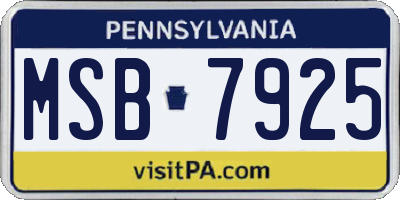 PA license plate MSB7925