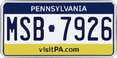 PA license plate MSB7926