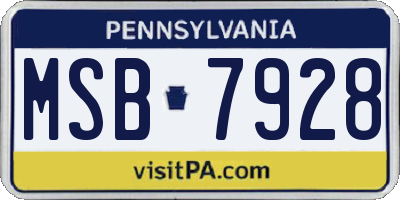 PA license plate MSB7928