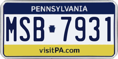 PA license plate MSB7931