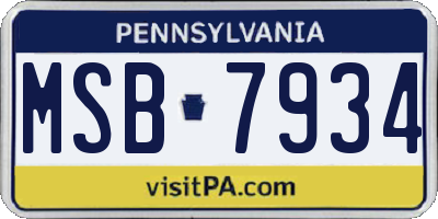 PA license plate MSB7934