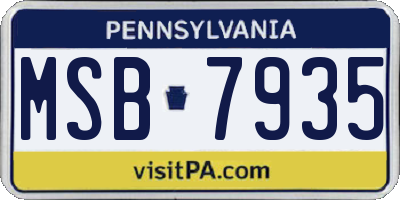 PA license plate MSB7935