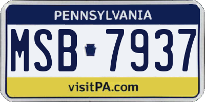 PA license plate MSB7937