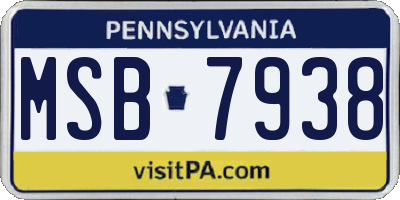 PA license plate MSB7938