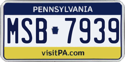 PA license plate MSB7939