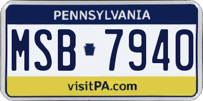 PA license plate MSB7940
