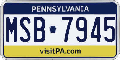 PA license plate MSB7945