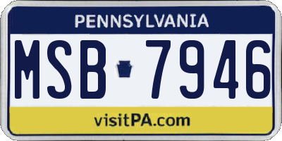 PA license plate MSB7946