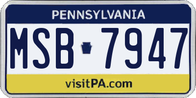 PA license plate MSB7947