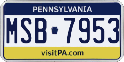 PA license plate MSB7953