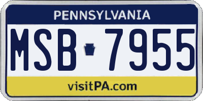PA license plate MSB7955