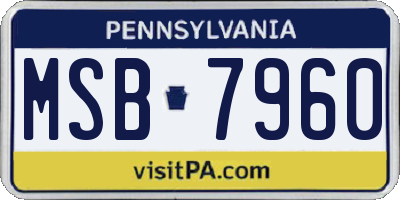 PA license plate MSB7960