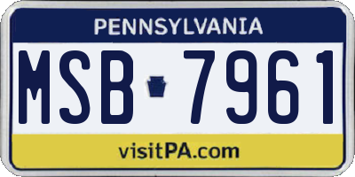 PA license plate MSB7961