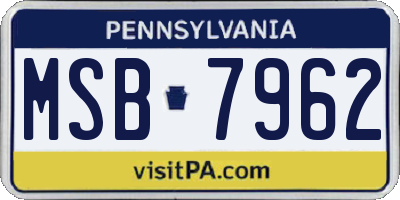 PA license plate MSB7962