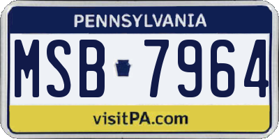 PA license plate MSB7964