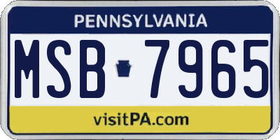 PA license plate MSB7965