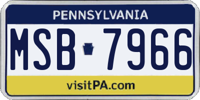 PA license plate MSB7966