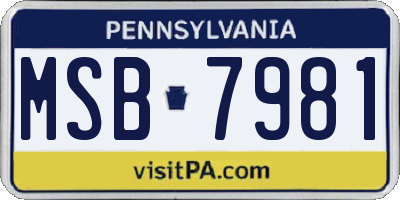 PA license plate MSB7981