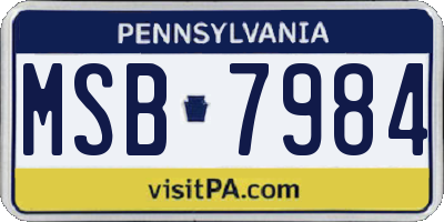 PA license plate MSB7984