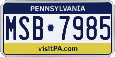 PA license plate MSB7985