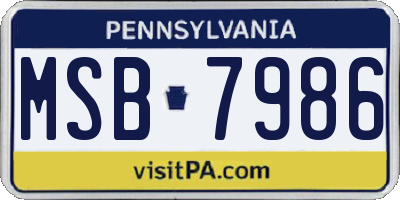 PA license plate MSB7986