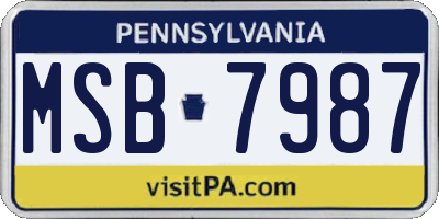 PA license plate MSB7987