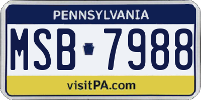 PA license plate MSB7988