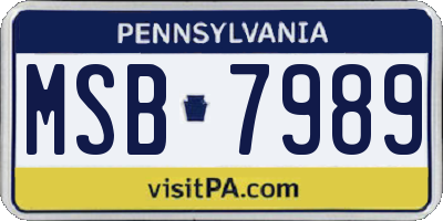 PA license plate MSB7989