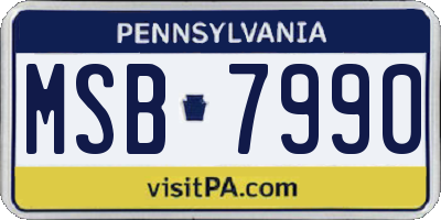 PA license plate MSB7990