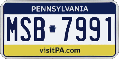 PA license plate MSB7991