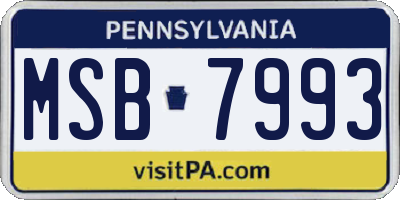 PA license plate MSB7993
