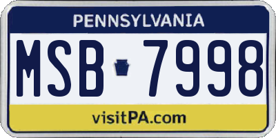 PA license plate MSB7998