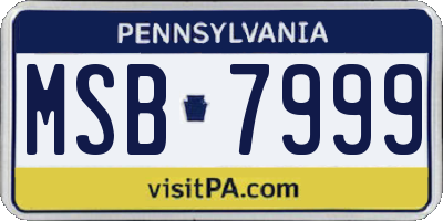 PA license plate MSB7999