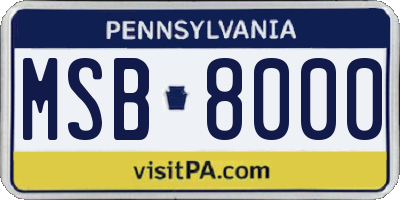 PA license plate MSB8000