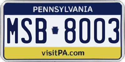 PA license plate MSB8003
