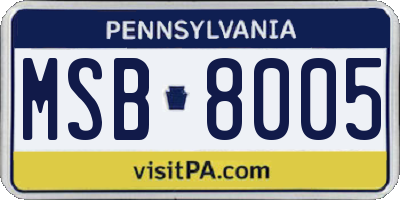 PA license plate MSB8005