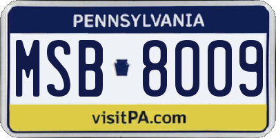PA license plate MSB8009