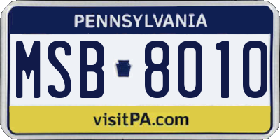 PA license plate MSB8010