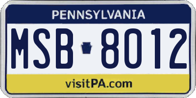 PA license plate MSB8012