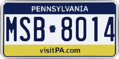 PA license plate MSB8014