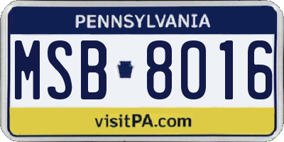 PA license plate MSB8016