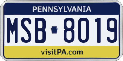 PA license plate MSB8019