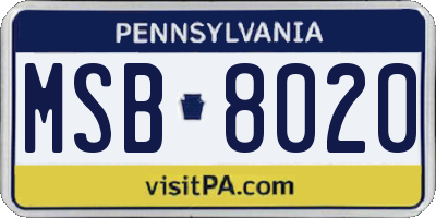PA license plate MSB8020