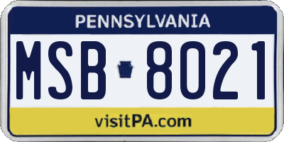 PA license plate MSB8021