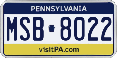 PA license plate MSB8022