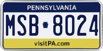 PA license plate MSB8024
