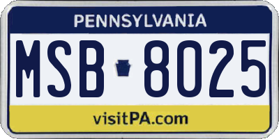 PA license plate MSB8025