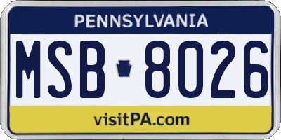 PA license plate MSB8026