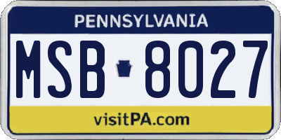 PA license plate MSB8027